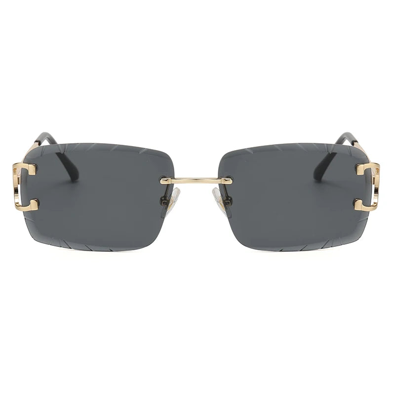 Square Rimless Glasses Trend Metal High-Grade Men'S and Women'S Sunglasses Street Shot Sunglasses