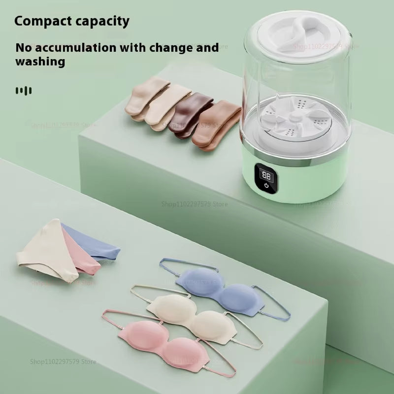 Portable Mini Washing Machine Compact Laundry Washer for Dorms Travel Camping Hotel Apartment Easy Clothes Cleaning with Handle
