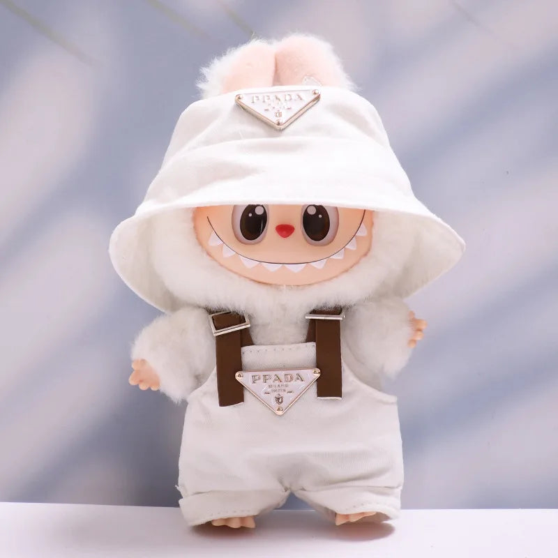 For 17Cm Labubus Mini Doll Luxury Clothing Outfit Hat Clothes Labubu II Doll Strap Pants Set Sitting Party Game Toys Accessories