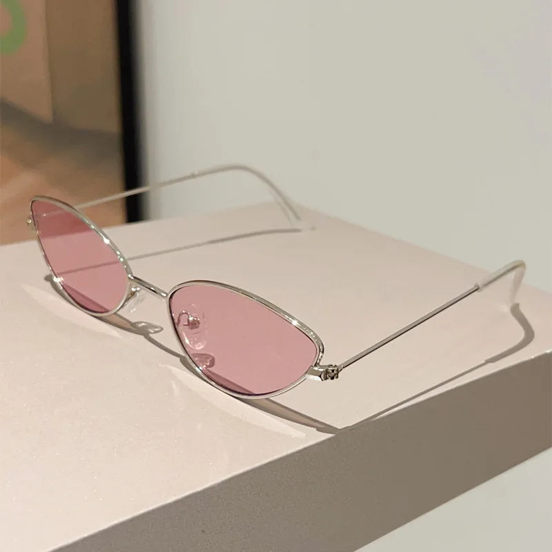 Vintage Metal Cat Eye Sunglasses Women Small Frame Luxury Brand Sun Glasses for Female Polychrome Shades UV400 Eyewear