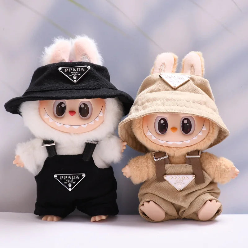 For 17Cm Labubus Mini Doll Luxury Clothing Outfit Hat Clothes Labubu II Doll Strap Pants Set Sitting Party Game Toys Accessories