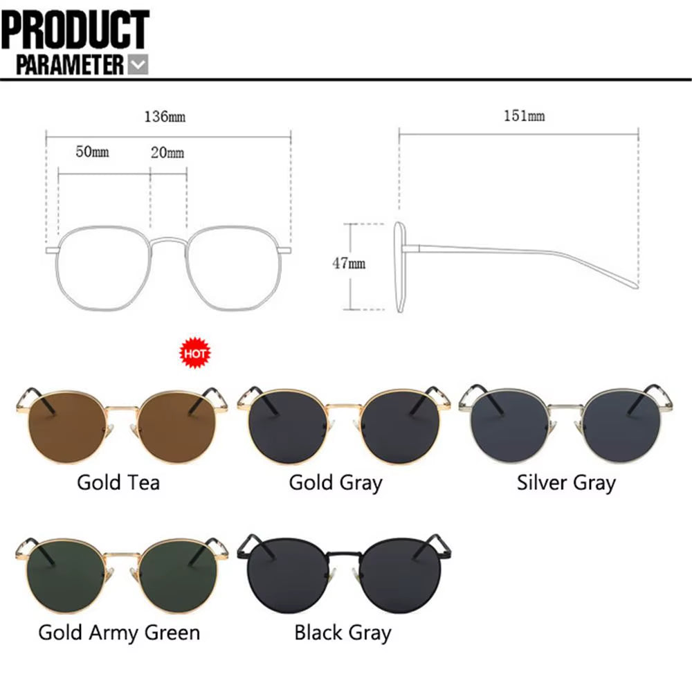 Fashion Glasses Fishing Metal Frame Shades round Sun Glasses Women'S Eyewear Women Men Sunglasses