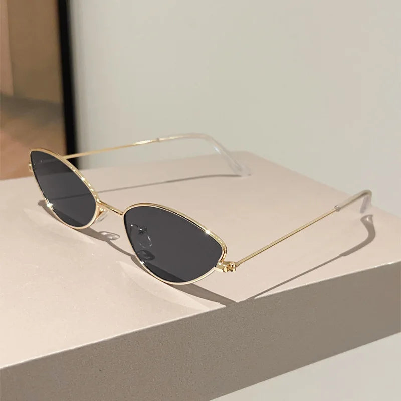 Vintage Metal Cat Eye Sunglasses Women Small Frame Luxury Brand Sun Glasses for Female Polychrome Shades UV400 Eyewear
