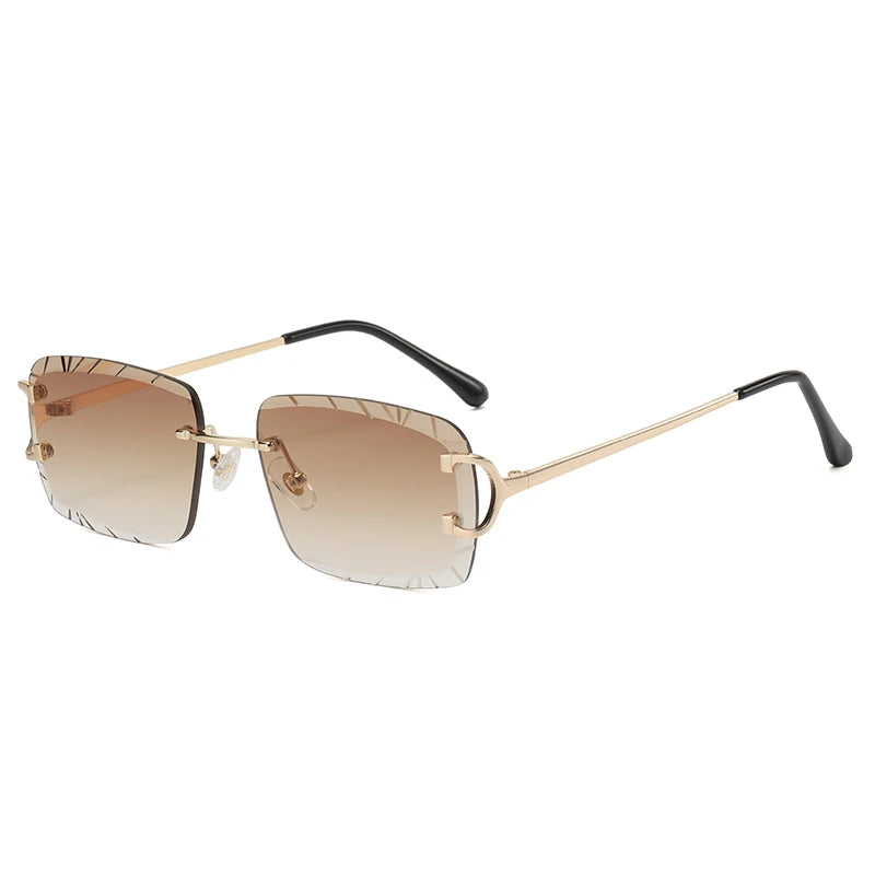 Square Rimless Glasses Trend Metal High-Grade Men'S and Women'S Sunglasses Street Shot Sunglasses