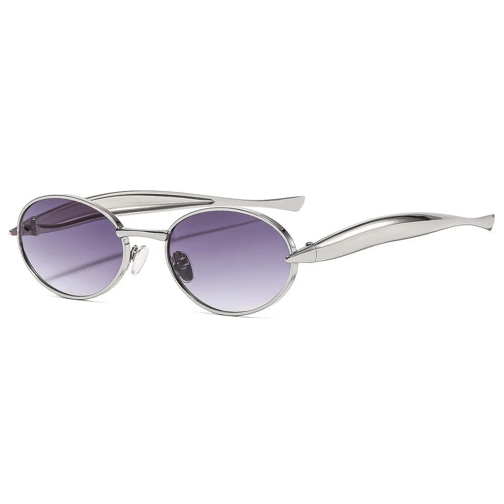 Vintage Small Oval Punk Hip Hop Sunglasses for Women Men New Fashion Brand Gradient Y2K Sun Glasses Ladies Driving Shades Uv400