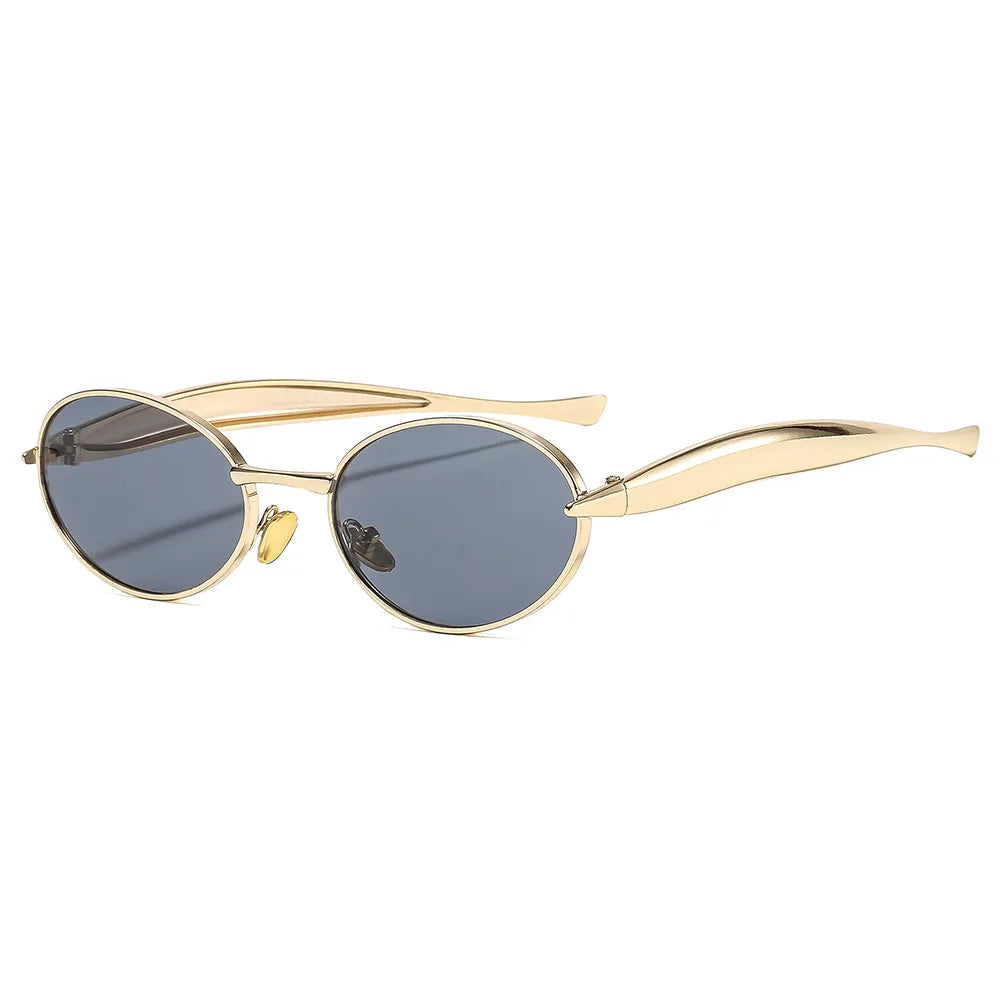 Vintage Small Oval Punk Hip Hop Sunglasses for Women Men New Fashion Brand Gradient Y2K Sun Glasses Ladies Driving Shades Uv400