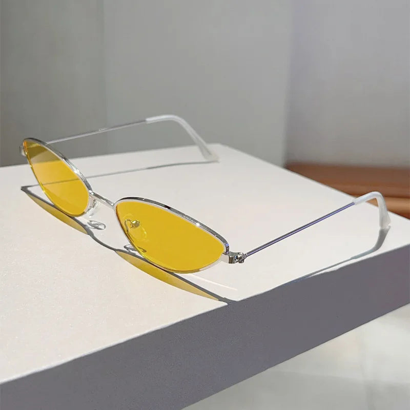 Vintage Metal Cat Eye Sunglasses Women Small Frame Luxury Brand Sun Glasses for Female Polychrome Shades UV400 Eyewear