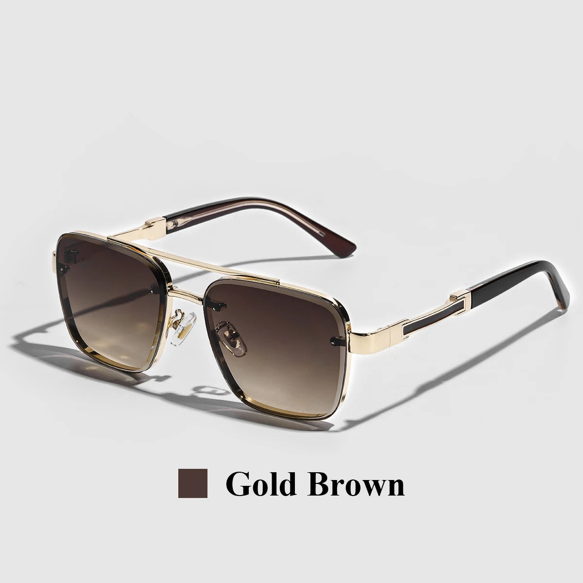 Square Mens Designer Sunglasses Metal Frame Gradient Luxury Shades UV400 Rectangle Pilot Sun Glasses for Men