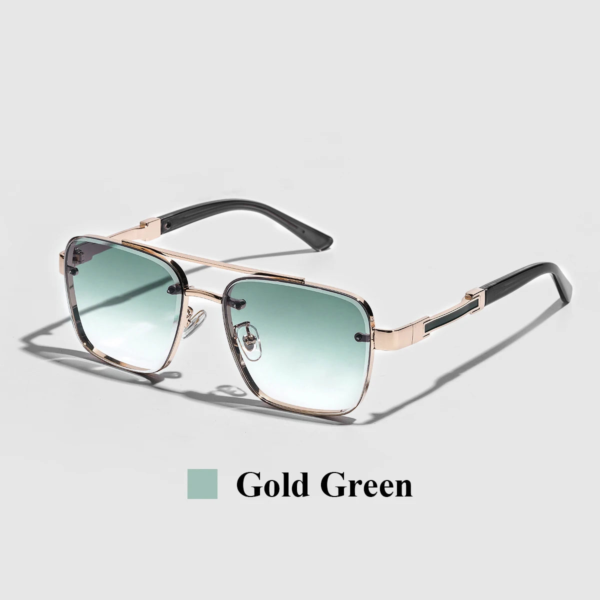 Square Mens Designer Sunglasses Metal Frame Gradient Luxury Shades UV400 Rectangle Pilot Sun Glasses for Men