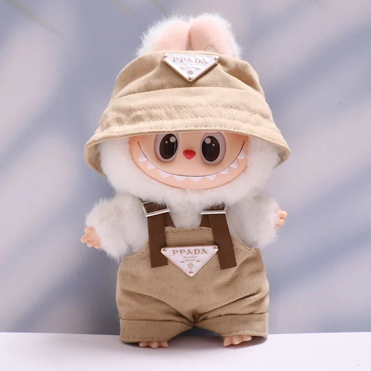For 17Cm Labubus Mini Doll Luxury Clothing Outfit Hat Clothes Labubu II Doll Strap Pants Set Sitting Party Game Toys Accessories