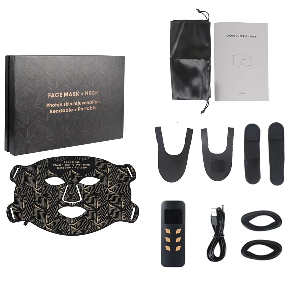 LED 8 Colors Face Mask and Neck Red Light near Infrared Therapy anti Aging Wrinkle Acne Pore Oil Control Skin Tighten Whiten
