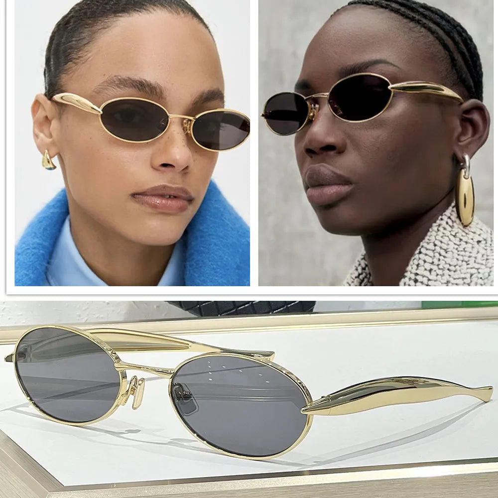 Vintage Small Oval Punk Hip Hop Sunglasses for Women Men New Fashion Brand Gradient Y2K Sun Glasses Ladies Driving Shades Uv400