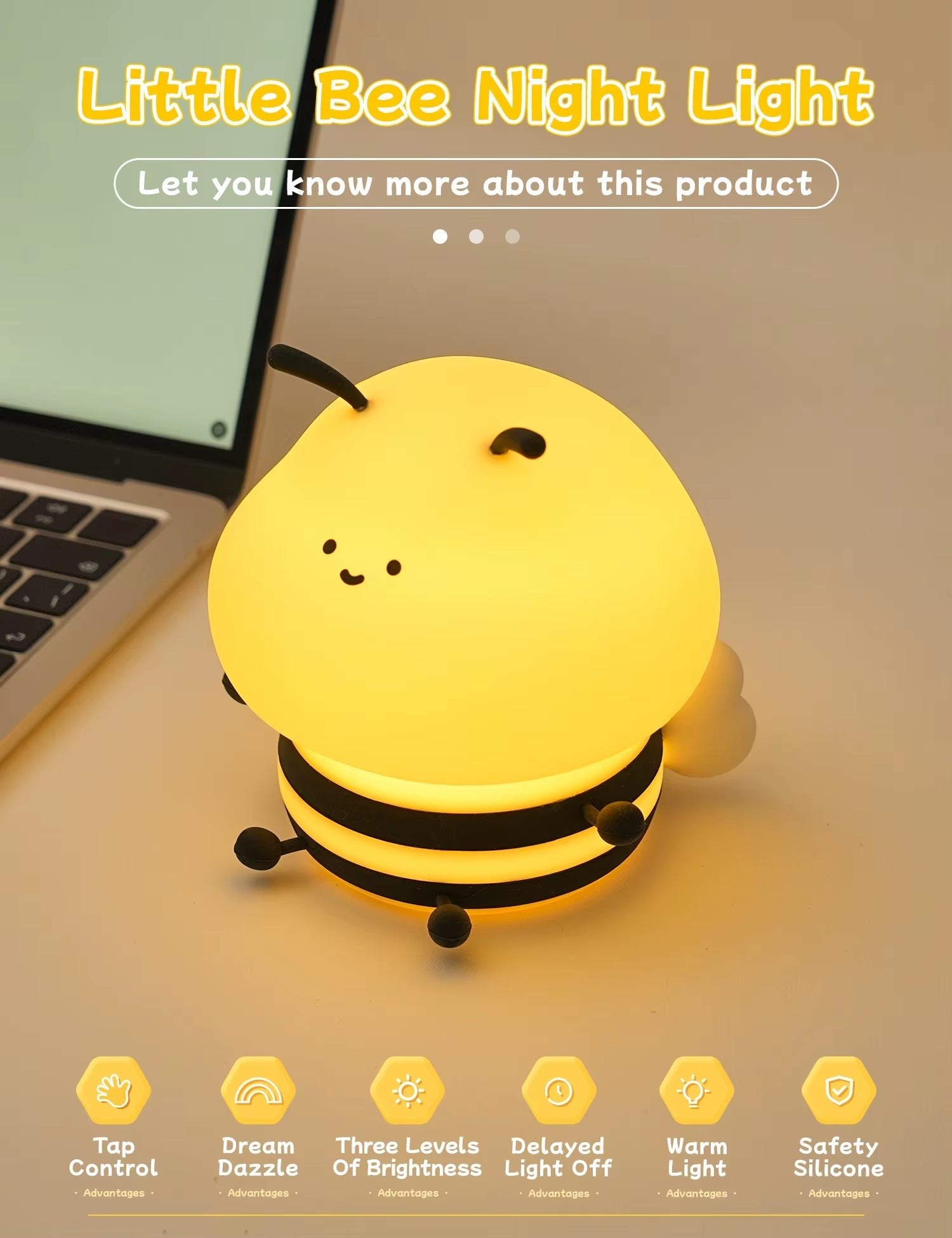 Cute Bee Silicone Night Light - The Cute Corner