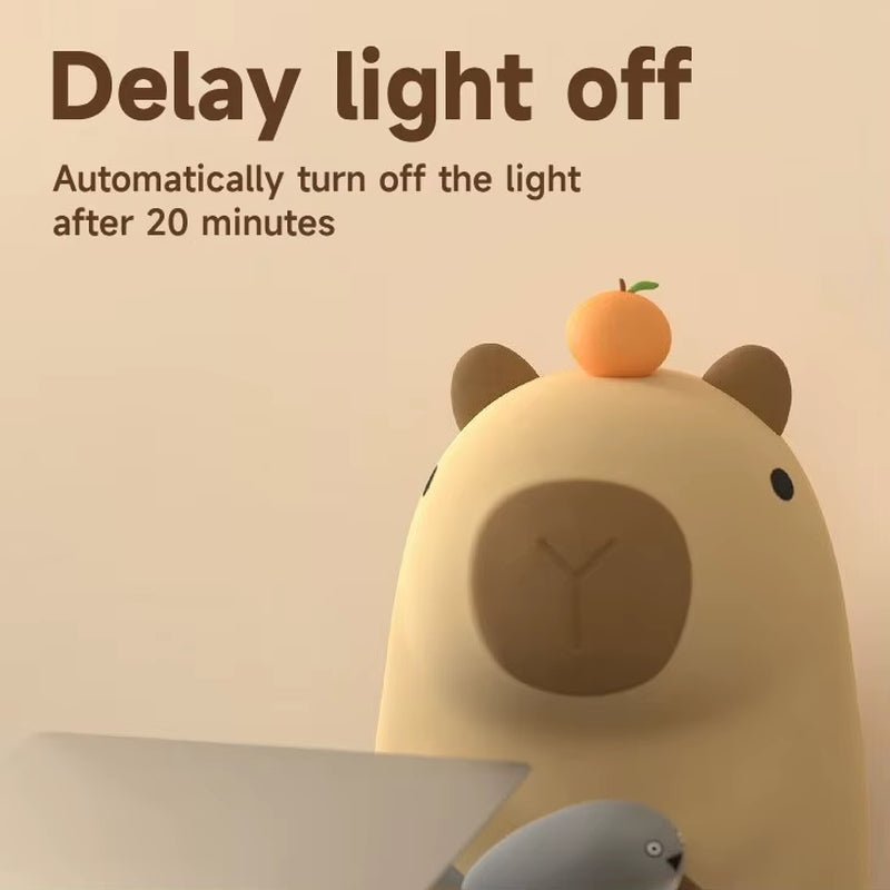 Cute Capybara Night Light, LED Squishy Novelty Animal Lamp, 2 Levels of Brightness Night Light for Kids, Fun Cartoon Kids Gift - The Cute Corner
