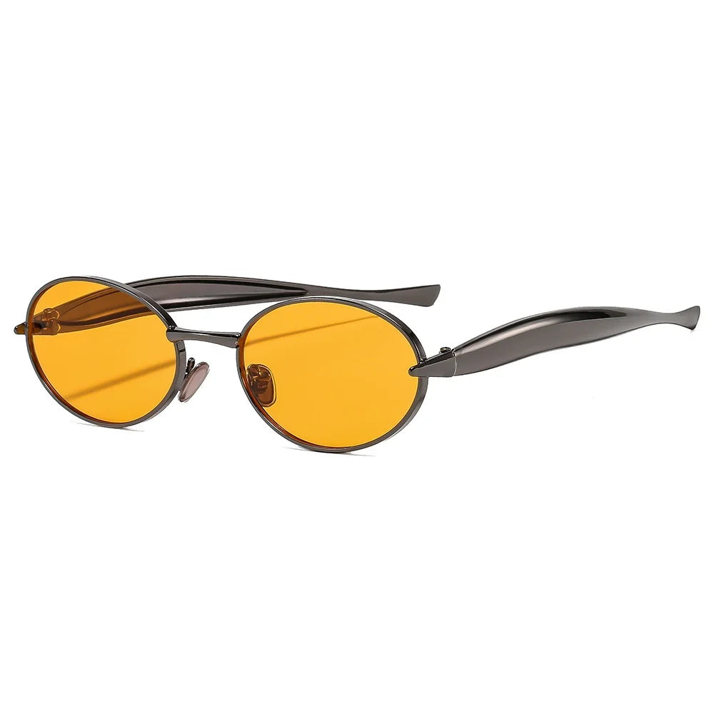 Vintage Small Oval Punk Hip Hop Sunglasses for Women Men New Fashion Brand Gradient Y2K Sun Glasses Ladies Driving Shades Uv400