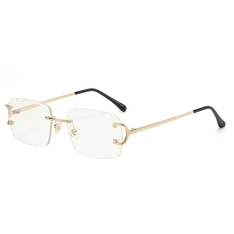 Square Rimless Glasses Trend Metal High-Grade Men'S and Women'S Sunglasses Street Shot Sunglasses