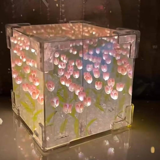 DIY Tulip Flower Cube Lamp - The Cute Corner