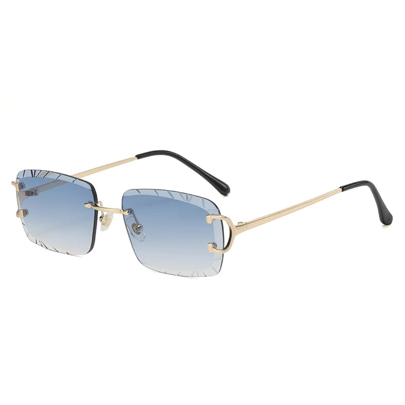 Square Rimless Glasses Trend Metal High-Grade Men'S and Women'S Sunglasses Street Shot Sunglasses