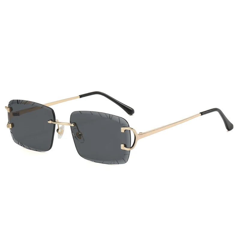 Square Rimless Glasses Trend Metal High-Grade Men'S and Women'S Sunglasses Street Shot Sunglasses