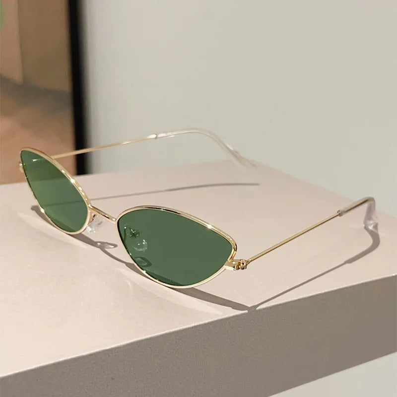 Vintage Metal Cat Eye Sunglasses Women Small Frame Luxury Brand Sun Glasses for Female Polychrome Shades UV400 Eyewear