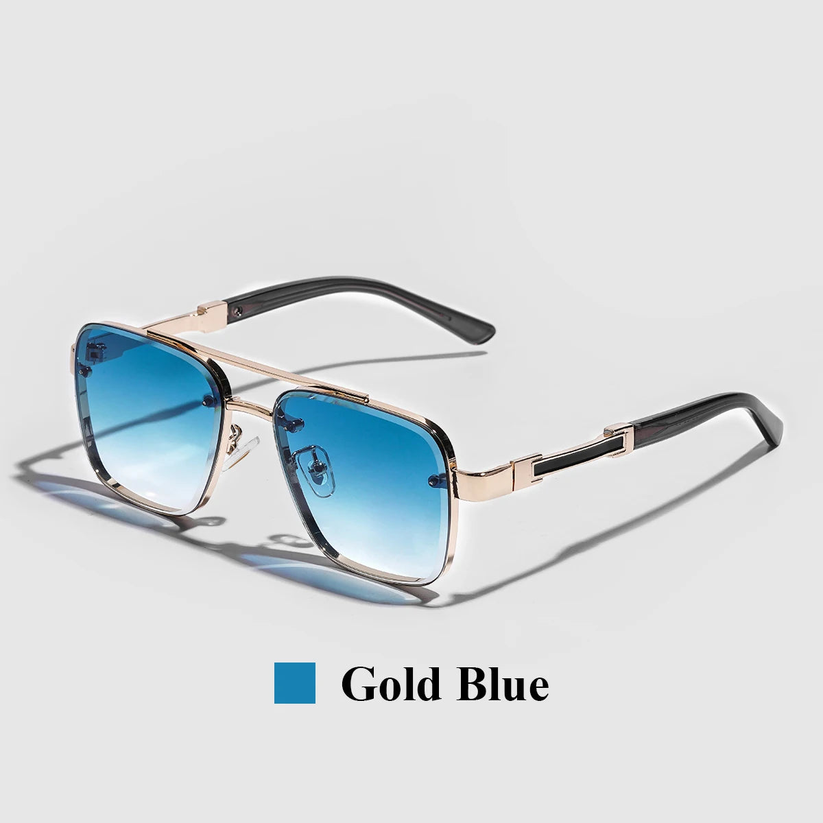 Square Mens Designer Sunglasses Metal Frame Gradient Luxury Shades UV400 Rectangle Pilot Sun Glasses for Men