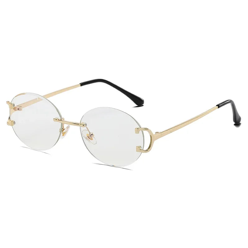 Trendy Sunglasses for Woman Summer Rimless Sunglass Oval Fashion Brand Designer Shades Pink Women'S Sun Glasses UV400