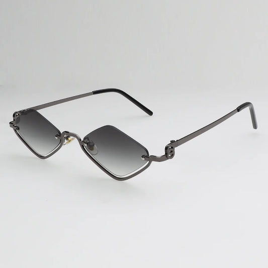 Fashion Small Polygonal Sunglasses Women Luxury Brand Metal Half Frame Sun Glasses Ladies Hipster Sexy Cat Eye Shades Vintage